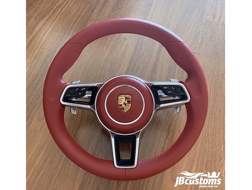 Porsche Bordeaux Red Leather Steering Wheel (2011-2020)