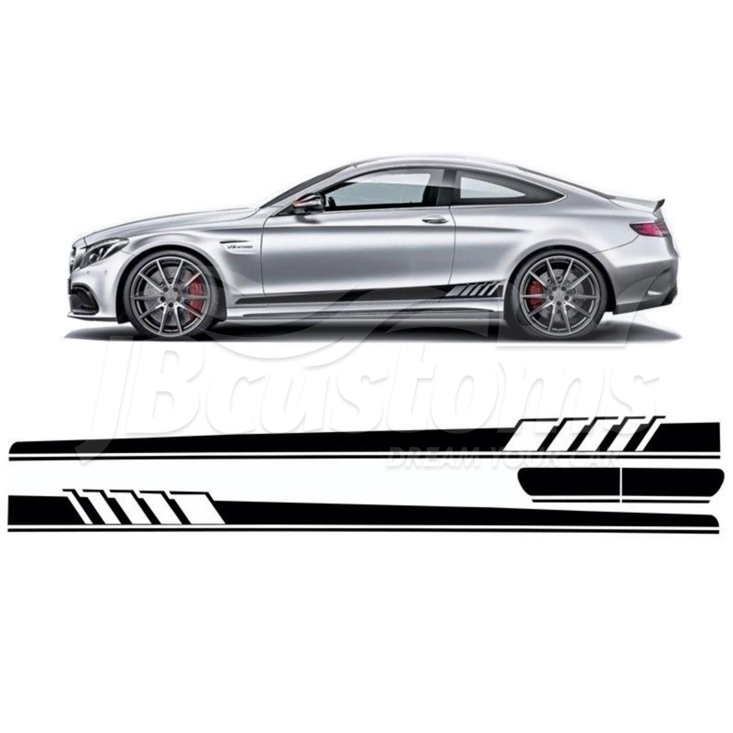 Side Decals C63 AMG W205 (2015-2020) Piano Black Gloss