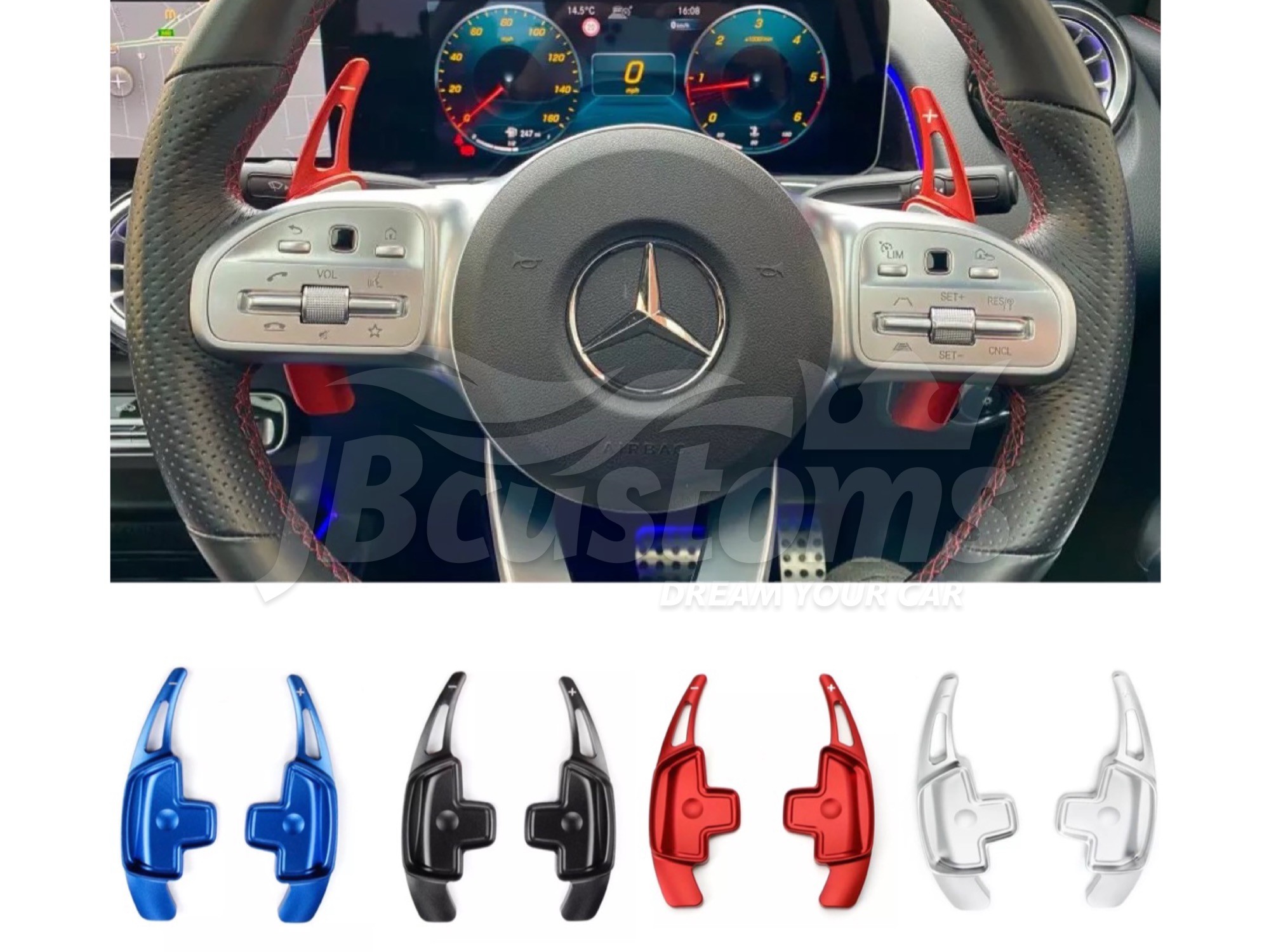 Silver Aluminum Steering Wheel Shift Paddles Shifters Extension For A B G M S CLA GLK CLS SLK 