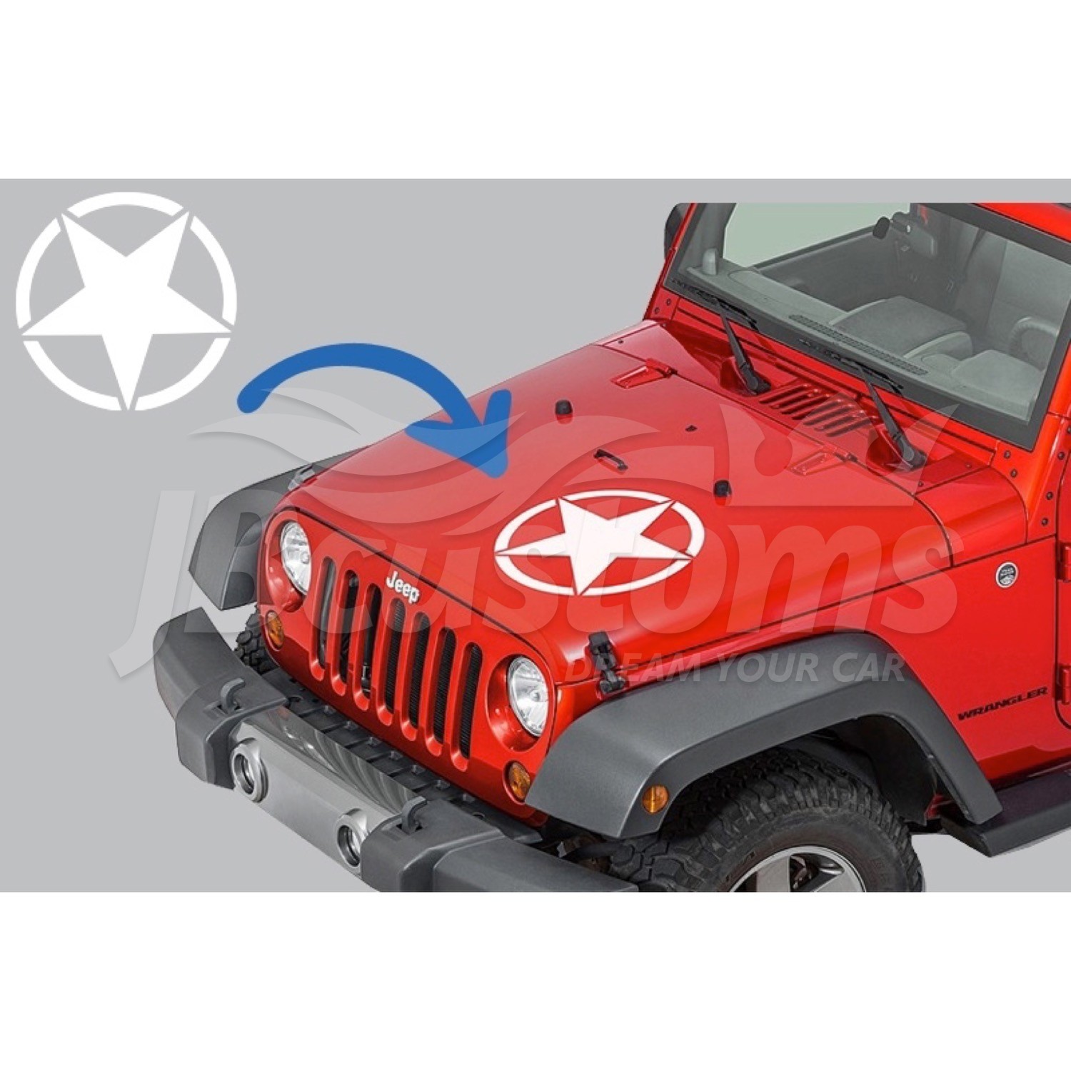 JBCustoms - White Star Jeep Wrangler Sticker